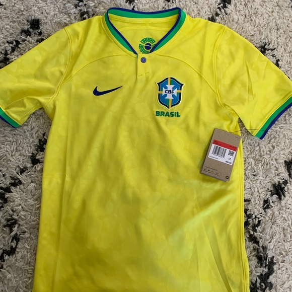 Nike Brazil 2022-2023 Home Soccer Kids Jersey Yellow DN0824